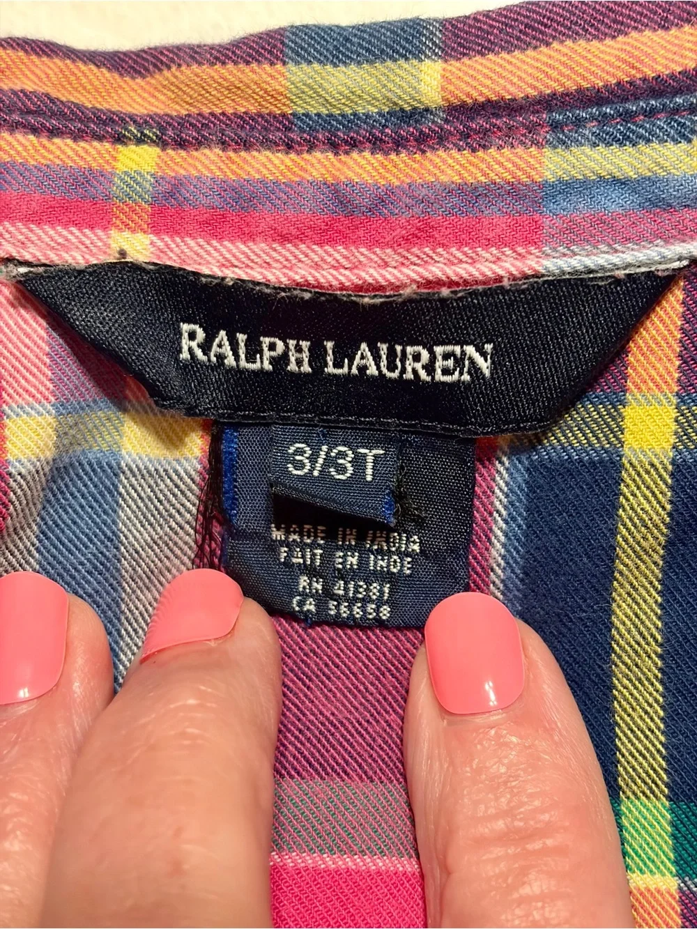 Ralph Lauren Girls' Pink Multi-Color Plaid Ruffle Button-Down Shirt